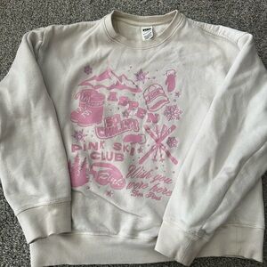 PINK Victoria's Secret Cream and Pink Ski Club Sweater